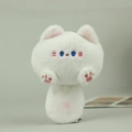 Plush white cat keychain with blue embroidered eyes and soft fur texture - White / Approx 10cm