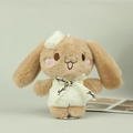 Brauner Cinnamoroll Plüsch-Schlüsselanhänger mit weißer Schleife für Rucksäcke - Etwa 13cm / Braun