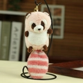 Porte-clés raton laveur en peluche rose et blanc avec queue rayée sur support métallique - Rose / Environ 12cm