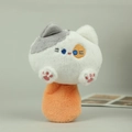 Cute cat plush keychain with orange base, featuring white fur and blue eye embroidery details - Gray / Approx 10cm