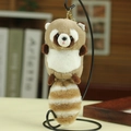 Porte-clés raton laveur en peluche marron et blanc avec mousqueton doré brillant - Marron / Environ 12cm