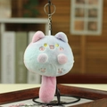 Pluche kat sleutelhanger met blauw-paars verloop, roze staart en schattig borduursel - Blauw Paars Verloop
