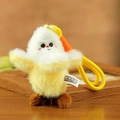 Mignon pendentif oiseau en peluche jaune et blanc avec cordon tressé orange - Banane / 8cm à 15cm
