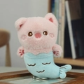 Rosa Katze-Meerjungfrau Plüschanhänger mit blauem Schwanz, weicher Kuscheltier-Anhänger - Schwein
