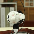 Mini pluche katten sleutelhanger in zwart-wit design met schattige groene ogen - Zwart en Wit