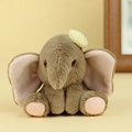 Simpatico portachiavi a forma di elefante marrone con orecchie rosa e soffice pelo - 10cm / Marrone
