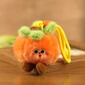 Porte-clés citrouille en peluche orange avec feuilles vertes pour décoration de sac - Kaki / 8cm à 15cm