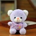 Süßer lila Plüsch-Teddybär Anhänger mit lila Herzkissen und LOVE YOU Stickerei - Lila
