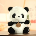 Plush panda doll variant with fluffy black and white faux fur and premium leather tag - Panda / 15-18cm Ornament Style
