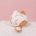 Witte en oranje pluche kat sleutelhanger met schattig roze pootborduurwerk detail - Calico Oranje Wit