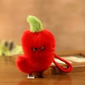 Porte-clés peluche piment en colère mignon avec fourrure rouge et feuille verte - Piment / 8cm à 15cm