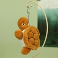 Portachiavi a forma di tartaruga di peluche marrone con guscio morbido su base d'oro - 12cm / Marrone