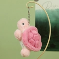 Portachiavi a forma di tartaruga di peluche rosa con guscio a motivi geometrici - 12cm / Rosa