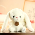 Cute white long-eared rabbit plush toy with soft fur and pink inner ears on wooden surface - Rabbit / 15-18cm Ornament Style