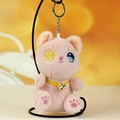 Colgante de gato de peluche rosa con ojos de diferentes colores, cascabel y llavero - Rosa / 14cm
