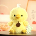 Cute yellow plush duck toy with soft long fur and brown leather nameplate ornament - Duck / 15-18cm Ornament Style