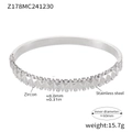 Bracciale in acciaio inossidabile argento lucido con zirconi e chiusura a cerniera - Stile Rivetto Zircone (Z178) / Color Acciaio
