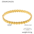 Detail of 5.6mm gold stainless steel circular link bracelet with measurements and specs - Gold Bangle (Z391)