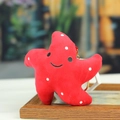 Rode zeester pluche sleutelhanger met witte stippen en schattig gezicht voor tassen - Rode Zeester