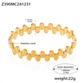 Detailansicht des goldenen Edelstahl-Gliederarmbands mit Maßangaben und Details - Oval Wellen Stil (Z390) / Gold