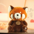 Adorable red panda plush toy in sitting pose with vintage tag and heart embroidery - Red Panda / 15-18cm Ornament Style