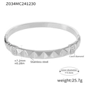 Silver stainless steel rivet bangle featuring Czech diamonds in a luxury minimalist style - Silver - Studded Zirconia Style (Z034)