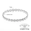 Bracciale a maglie a cuore in acciaio inossidabile argento, larghezza 6,7mm e diametro 60mm - Color Acciaio