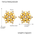 Detail van 11,5mm sneeuwvlok oorbellen met zirkonia en 18K verguld roestvrij staal - Goud - Witte Zirconia Oorbellen