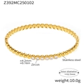 Dettaglio del bracciale in acciaio inossidabile dorato con zirconi e misure del prodotto - Stile Zirconia / Oro