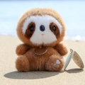 Cute brown plush sloth toy with Spring wooden tag and Love heart embroidery on foot - Sloth / 15-18cm Ornament Style