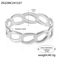 Silver industrial chunky chain link open bracelet in 18k PVD plated stainless steel - Silver - Wide Chain Style (Z022)
