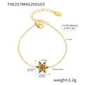 18K vergulde sneeuwvlok armband met kleurrijke zirkoonstenen en roestvrijstalen ketting - Goud - Multicolor Zirconia Armband