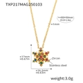 Gouden roestvrijstalen sneeuwvlok ketting met kleurrijke zirkonen en verstelbare ketting - Goud - Multicolor Zirconia Ketting