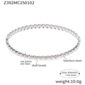 Bracciale a sfere in acciaio con 5 perle di conchiglia bianca e diametro interno 62,5 mm - Stile Perla / Argento