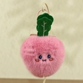 Cute pink plush radish keychain with embroidered cartoon face and soft long fur finish - 10-14cm With Keychain / Carrot