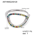 Anello in acciaio inossidabile argento con zirconi colorati e dimensioni del prodotto - US 7 / Argento Zircone Colorato