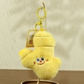 Ginger yellow plush fruit keychain with soft faux mink fur and red smile embroidery - 10-14cm With Keychain / Ginger