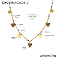Detaillierte Maße und Material für die goldene Herzanhänger-Halskette mit Zirkonia - Goldherz Mehrfarbige Zirkonia Halskette (TXP224)