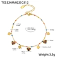 Detaillierte Größenangaben für Herz-Zirkonia-Charm-Armband aus glänzendem Edelstahl - Goldherz Mehrfarbige Zirkonia Fußkettchen (TXS224)