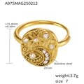 Vergulde roestvrijstalen ring met hemels oog en ster-zirkonia details in maat US 7 - US 7 / Goud Witte Zirkonia