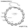 Geometrisches Edelstahlarmband mit glitzerndem Zirkonia in gemischten Schliff-Formen - Mehrformiges Zirkonia-Armband / Stahlfarbe