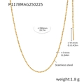 Dettaglio della collana a sfere in acciaio inossidabile da 1mm con misure e peso - Catena a Sfere Dorata (P1178-Catena a Sfere Dorata 50cm)