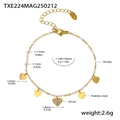 Goldenes Edelstahlarmband mit weißen Tropfölperlen und Zirkonia-Herzanhängern - Goldherz Weiße Zirkonia Armband (TXE224)
