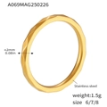 Macro view of 2mm gold faceted stainless steel ring with geometric diamond-cut details - US 6 / Gold