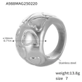 Anello largo in acciaio inossidabile argento con rilievo a cuore, taglia US 7 - US 6 / Color Acciaio