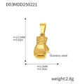 Dettaglio del ciondolo guantone da boxe placcato oro 18k con dimensioni e peso - Forma di Guantone da Boxe (D03)