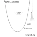 Collana a sfere in acciaio inossidabile argento con dimensioni e perno sottile - Catena a Sfere Color Acciaio (P1178-Catena a Sfere Color Acciaio 50cm)