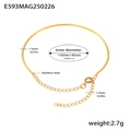 Detailed view of PVD gold plated stainless steel bracelet showing inner diameter and wire thickness - Gold Bracelet (E593)