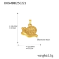 Detailed view of snail pendant in gold stainless steel with spiral texture and size data - Snail Design (D06-Gold Pendant)