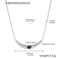 Collana a mezzaluna in acciaio inossidabile con lapislazzuli e catena regolabile - Collana Acciaio (P2007-Collana a Mezzaluna Martellata Acciaio)